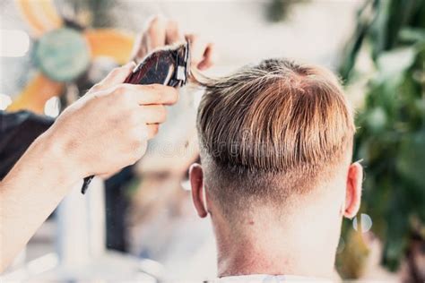 Lifestyle Photo Barbershop Young Man Customer Wears Face Mask Side