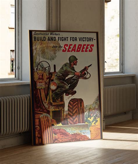 Seabees Poster Poster Ww Poster Build And Fight For Victory Poster Etsy