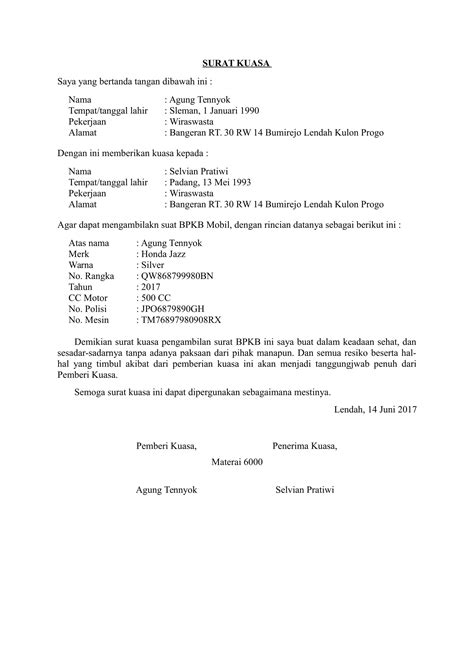 Surat tanda nomor kendaraan (stnk) adalah tanda bukti sah pendaftaran kendaraan bermotor berdasarkan kepemilikan yang terdaftar. Download Contoh Surat Kuasa .DOC untuk Berbagai Keperluan