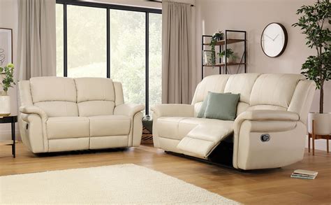 Lombard Ivory Leather 32 Seater Recliner Sofa Set Furniture Choice