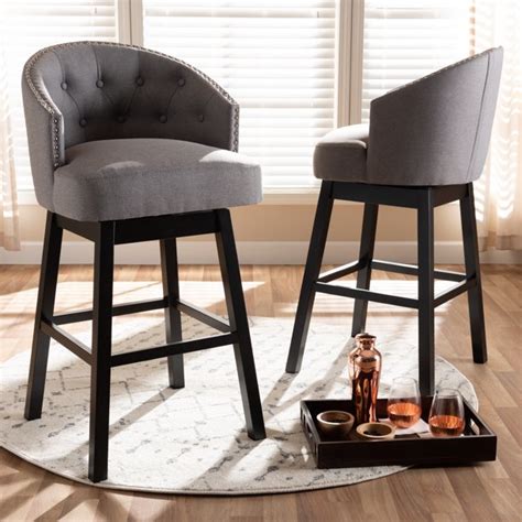 If you choose wooden stools or chairs alloy for kitchen counter stools with backs pole be certain the construction and materials are sturdy enough to bear the weight and protect the people sitting on them. Baxton Studio Theron Transitional Gray Fabric Upholstered ...