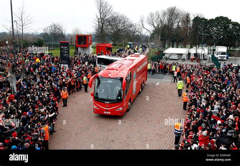 Liverpool Team Coach Arrives At The Ground Before The Premier League