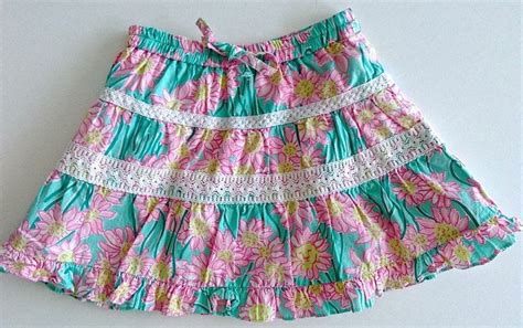 Lilly Pulitzer Tiered Ruffled Lace Skirt Lined Cotton Floral Girls Kids