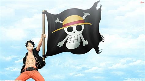 hd wallpaper jolly roger monkey  luffy  piece pirate flag