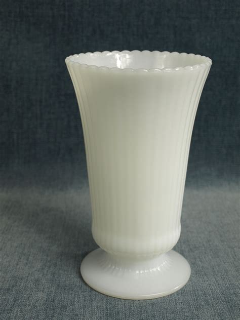 Vintage E O Brody Co M White Milk Glass Footed Vase With