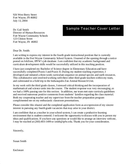 Free 12 Sample Teacher Cover Letter Templates In Pdf Ms