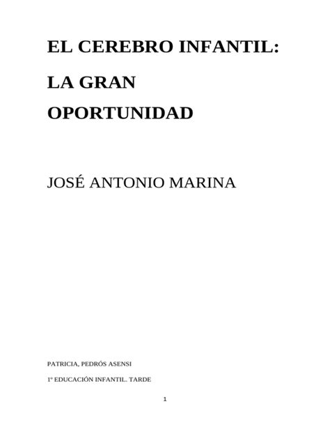 El cerebro infantil José Antonio Marina