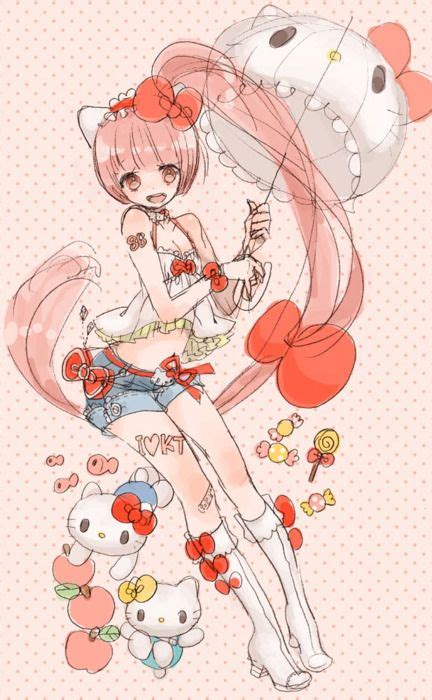 Hello Kitty Girl Anime Anime Chibi Anime Artwork
