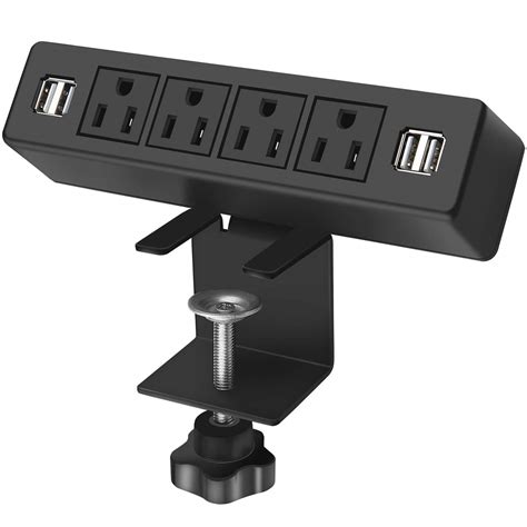 Desk Edge Clamp Mount Power Strip With Usb Removable Clamp Power