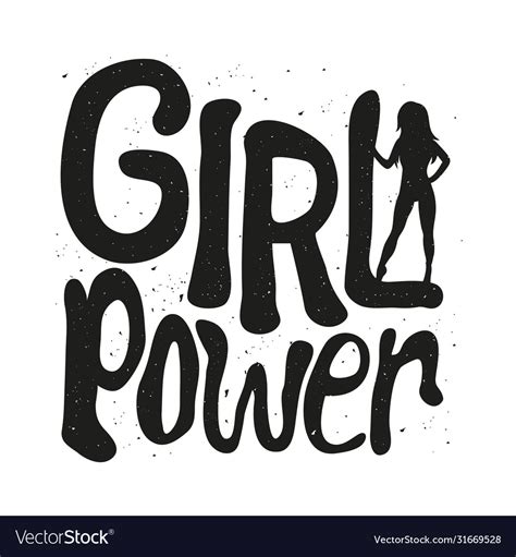 With Woman Silhouette And Words Girl Power Vector Image