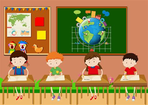 Many Students Learning In Classroom 366682 Vector Art At Vecteezy
