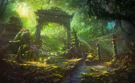 Fantasy Art Temple Trees Forest Jungle Landscapes Decay Ruins