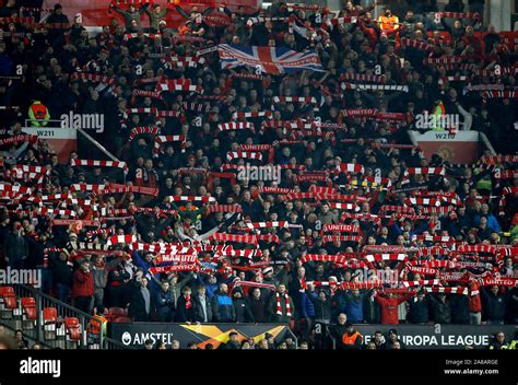 Manchester United Fans In The Stands During The Uefa Europa League