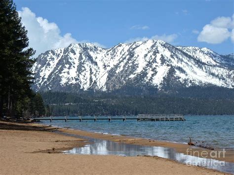 Lake Tahoe Pier And Snow Filled Mountains Camp Richardson Area South