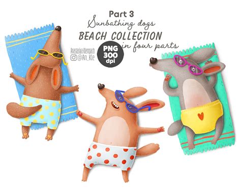 Funny dogs on the beach PNG clipart summer dogs clip art | Etsy | Dog clip art, Dog clip, Clip art