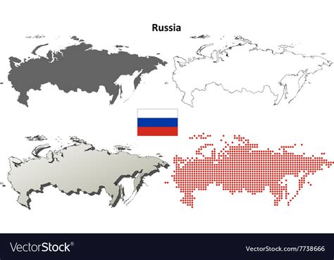 Russia Outline Map Set Royalty Free Vector Image