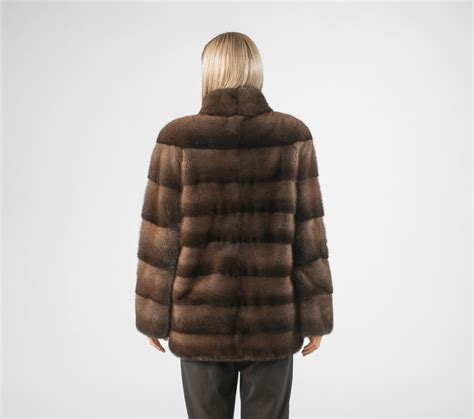 horizontal brown mink fur hooded jacket 100 real fur haute acorn