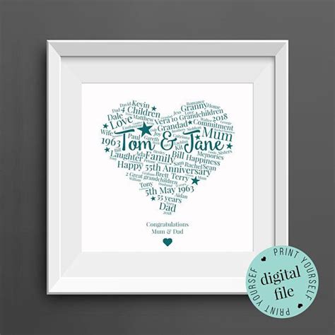Maybe you would like to learn more about one of these? Personalised 55th ANNIVERSARY GIFT - Word Art - Printable ...
