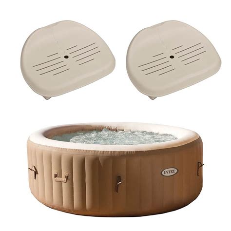 Intex Purespa 4 Person Inflatable Hot Tub Spa Slip Resistant Seats 2 Pack