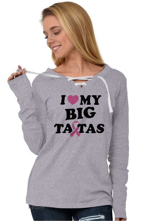 breast cancer funny save the ta tas t womens long sleeve laceup t shirt ebay