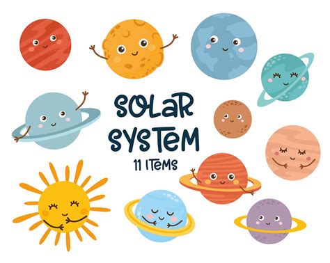 Cute Solar System Clipart Set Planets Clip Art Space Earth Moon My