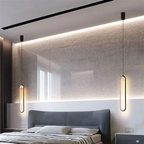 Nordic Simple Modern Led Hanging Lights Bedroom Bedside Lamps Iron Art