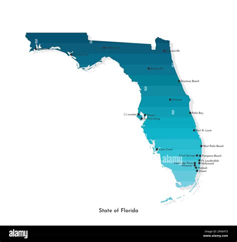 Vector Aislado Ilustración Simplificada Con Mapa Del Estado De Florida