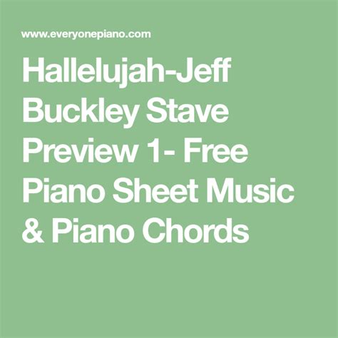 Hallelujah Jeff Buckley Stave Preview Free Piano Sheet Music Piano