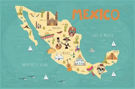 Illustration Maps Illustration Map Mexico Map Illustrated Map