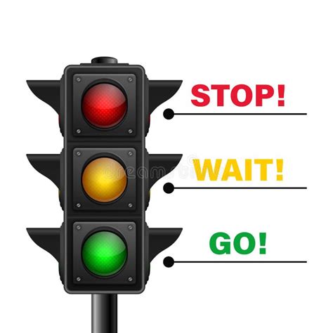 Vector 3d Realistic Road Traffic Lights Isolated Stop Wait Go