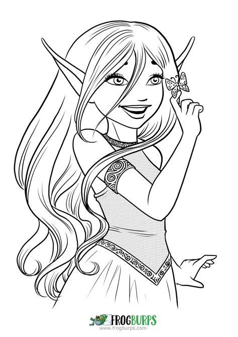 The christmas tree forms the common backdrop of the elves. Butterfly Elf | Coloring Page | Frogburps