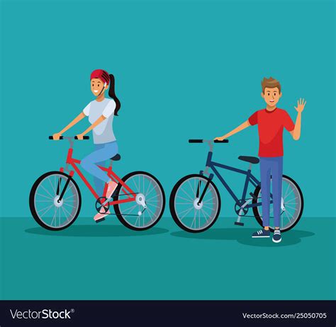 People Riding Bikes Royalty Free Vector Image Vectorstock