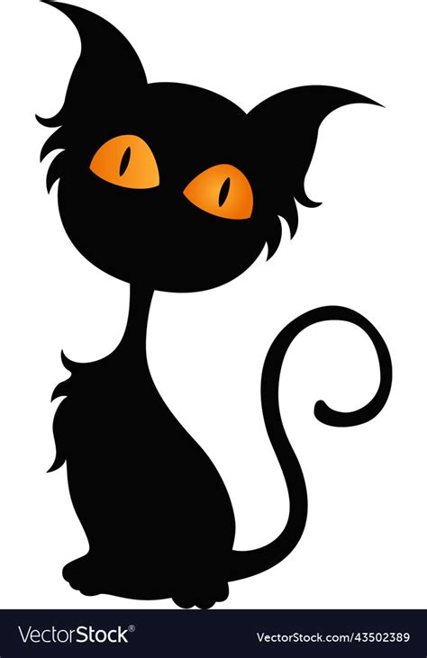Cute Black Cat Cartoon On White Background Vector Image