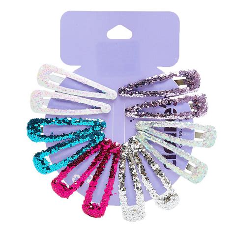Glitter Princess Snap Hair Clips 12 Pack Claires Us