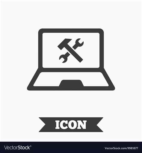Laptop Repair Sign Icon Notebook Service Symbol Vector Image