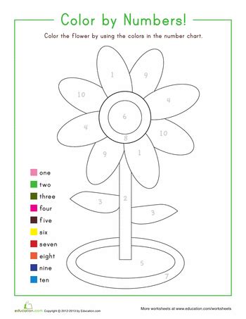 Color by number with simple addition problems: Color by Number Flower | Worksheets and Free printables