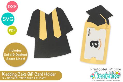 Cap And Gown Graduation T Card Holder Svg File For Cricut
