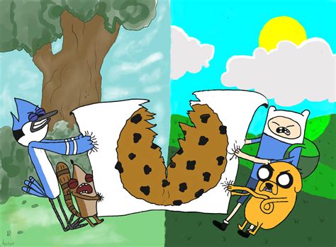 Mordecai And Rigby Vs Finn And Jake By Avatura On Deviantart