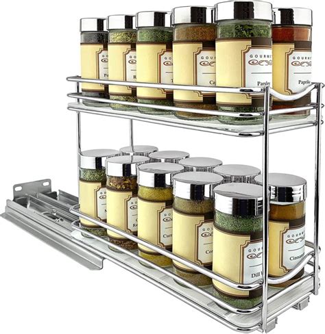 Slide Out Double Spice Rack Upper Cabinet Organizer 4 14 Chrome