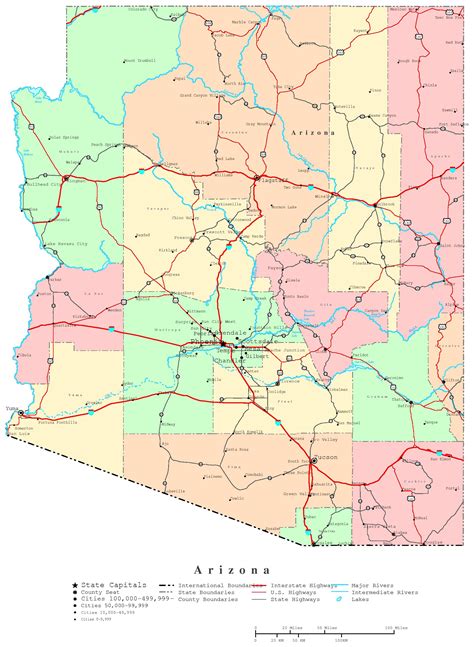 State Map Of Arizona Roads Map Of World