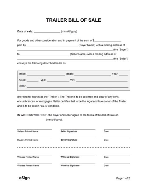 Free Bill Of Sale Forms Pdf Word