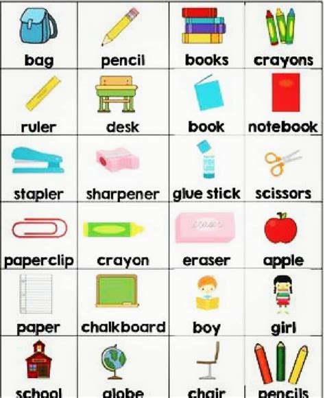 School Vocabulary English Lessons For Kids English Vocabulary