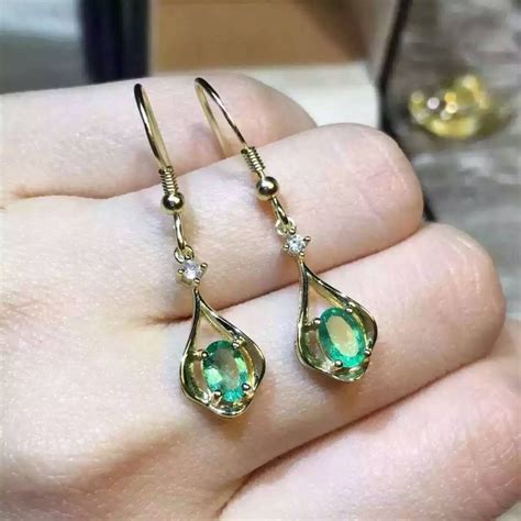 Natural Green Emerald Earrings 925 Silver Natural Gemstone Earring