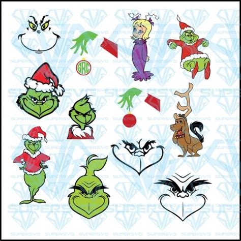 Merry Grinchmas Grinch Face Christmas Bundle Svg Files For Silhouette Files For Cricut Svg Dxf