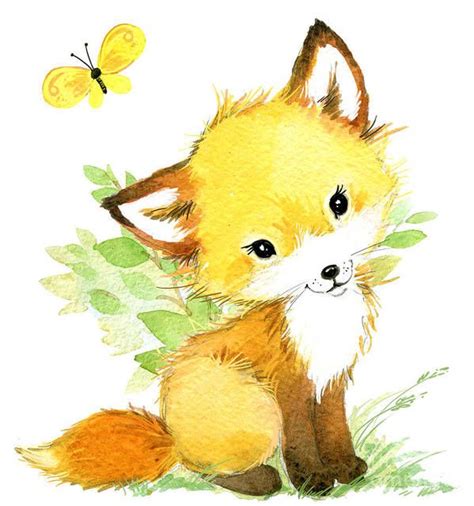 Cute Fox Watercolor Forest Animal Art Print By Faenkova Elena In 2022