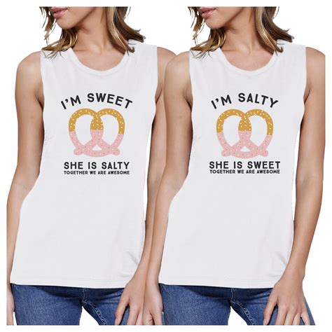 Sweet And Salty Bff Matching White Muscle Tops Matching Outfits Best