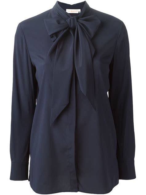 Tory Burch Pussy Bow Blouse In Blue Lyst