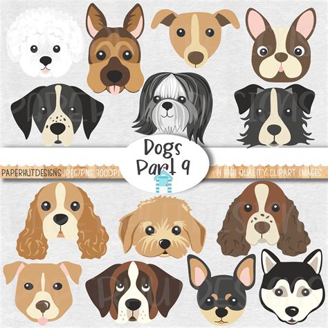 Dog Faces Clipart-Cute Puppy Faces Clipart-Dog Clip Art-Puppy Clipart-Dogs Faces-Dog Digital-Dog 
