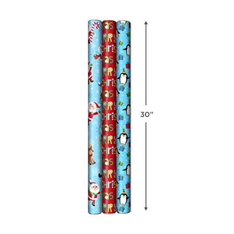 Hallmark Cute Reversible Christmas Wrapping Paper For Kids 3 Rolls