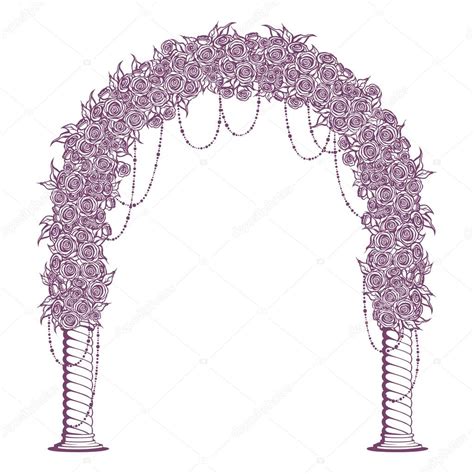 Wedding Arch With Columns And Decoration Of Flowers Roses Premium
